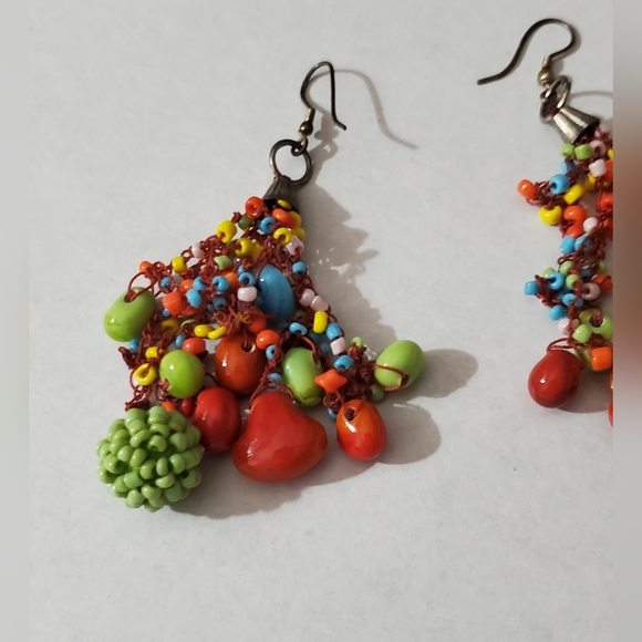 Set earrings necklace seed beads czech hearts Artisan handmade vintage estate - Picture 13 of 16